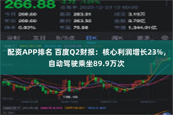 配资APP排名 百度Q2财报：核心利润增长23%，自动驾驶乘坐89.9万次